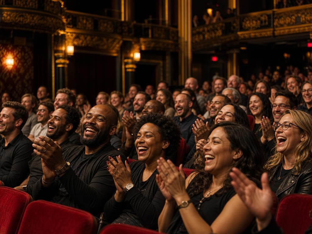 Plateia aplaudindo em um teatro de comédia em Caxias do Sul